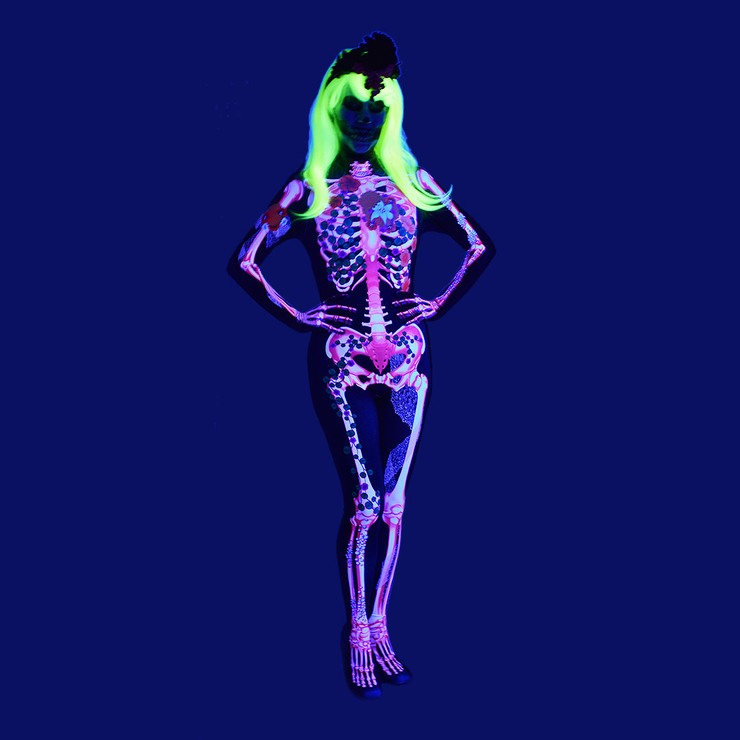 Catrina huesos rosas adulto